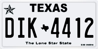 TX license plate DIK4412