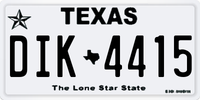 TX license plate DIK4415