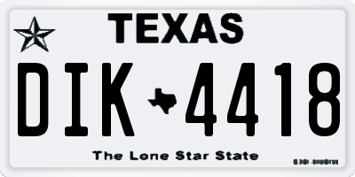 TX license plate DIK4418