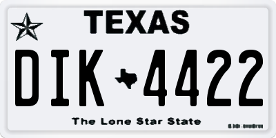 TX license plate DIK4422
