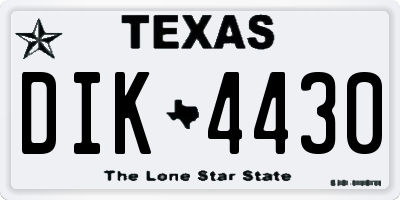 TX license plate DIK4430
