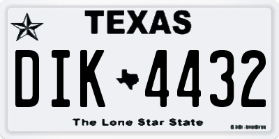TX license plate DIK4432