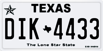 TX license plate DIK4433