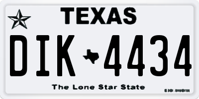 TX license plate DIK4434
