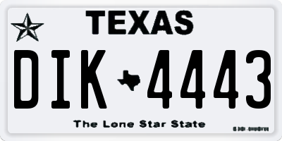 TX license plate DIK4443