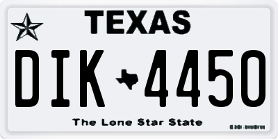 TX license plate DIK4450