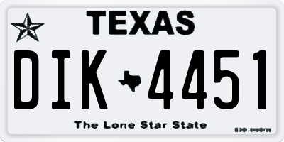 TX license plate DIK4451