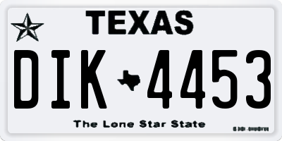 TX license plate DIK4453