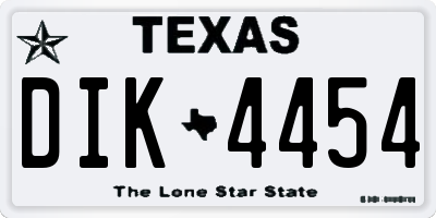 TX license plate DIK4454