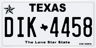 TX license plate DIK4458