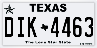 TX license plate DIK4463