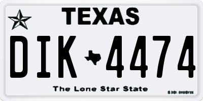 TX license plate DIK4474