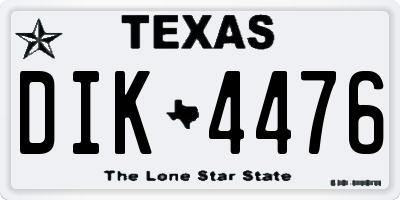 TX license plate DIK4476