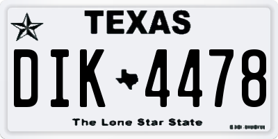TX license plate DIK4478