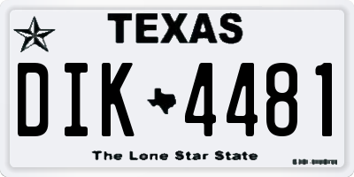 TX license plate DIK4481