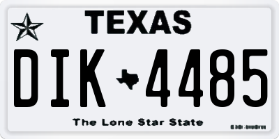 TX license plate DIK4485