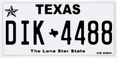 TX license plate DIK4488