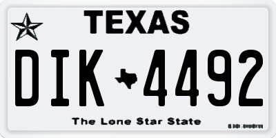 TX license plate DIK4492