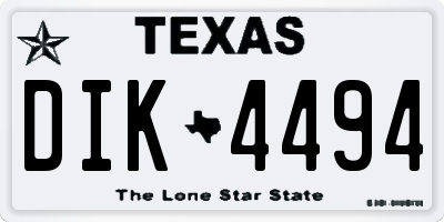 TX license plate DIK4494