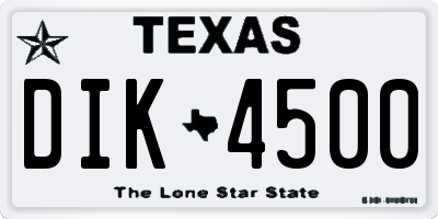 TX license plate DIK4500