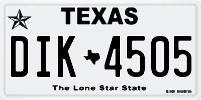 TX license plate DIK4505