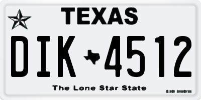 TX license plate DIK4512