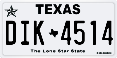 TX license plate DIK4514