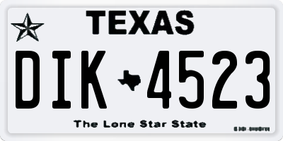 TX license plate DIK4523