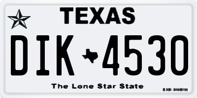 TX license plate DIK4530