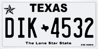 TX license plate DIK4532