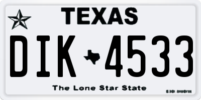 TX license plate DIK4533