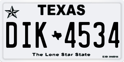 TX license plate DIK4534