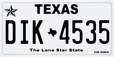 TX license plate DIK4535