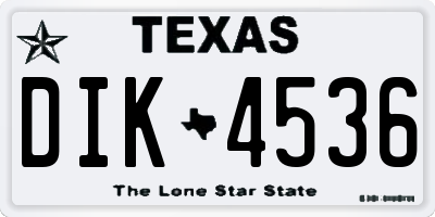 TX license plate DIK4536