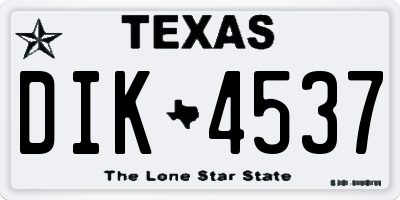 TX license plate DIK4537