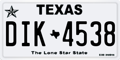TX license plate DIK4538