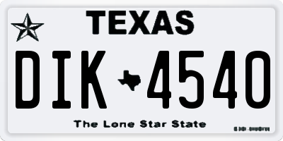 TX license plate DIK4540