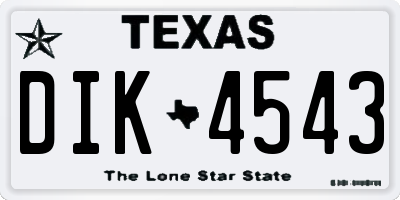 TX license plate DIK4543