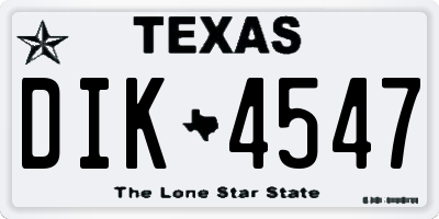 TX license plate DIK4547