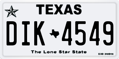 TX license plate DIK4549