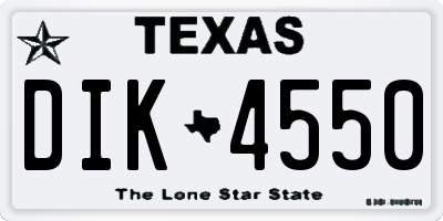 TX license plate DIK4550