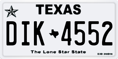 TX license plate DIK4552