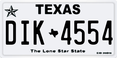 TX license plate DIK4554
