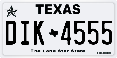 TX license plate DIK4555