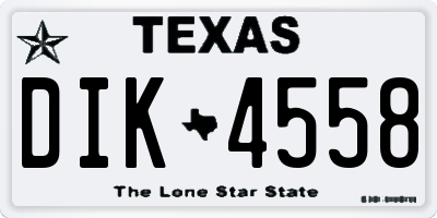 TX license plate DIK4558