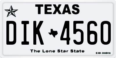 TX license plate DIK4560