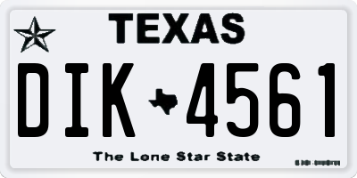 TX license plate DIK4561