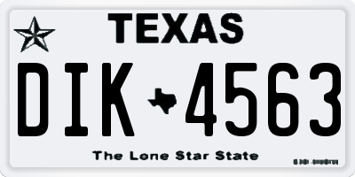 TX license plate DIK4563