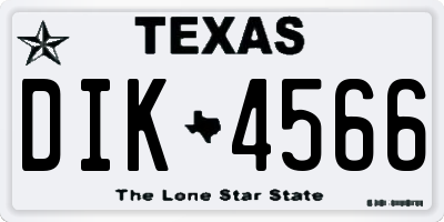 TX license plate DIK4566