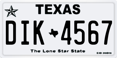 TX license plate DIK4567